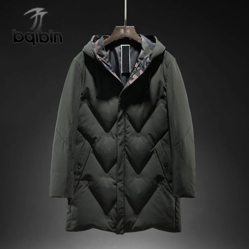 

Thick Men's Down Coat Top Quality 90% White Duck Down Jacket With Hood Long Winter Jacket Warm Parkas Male Donw Overcoat Bqb760