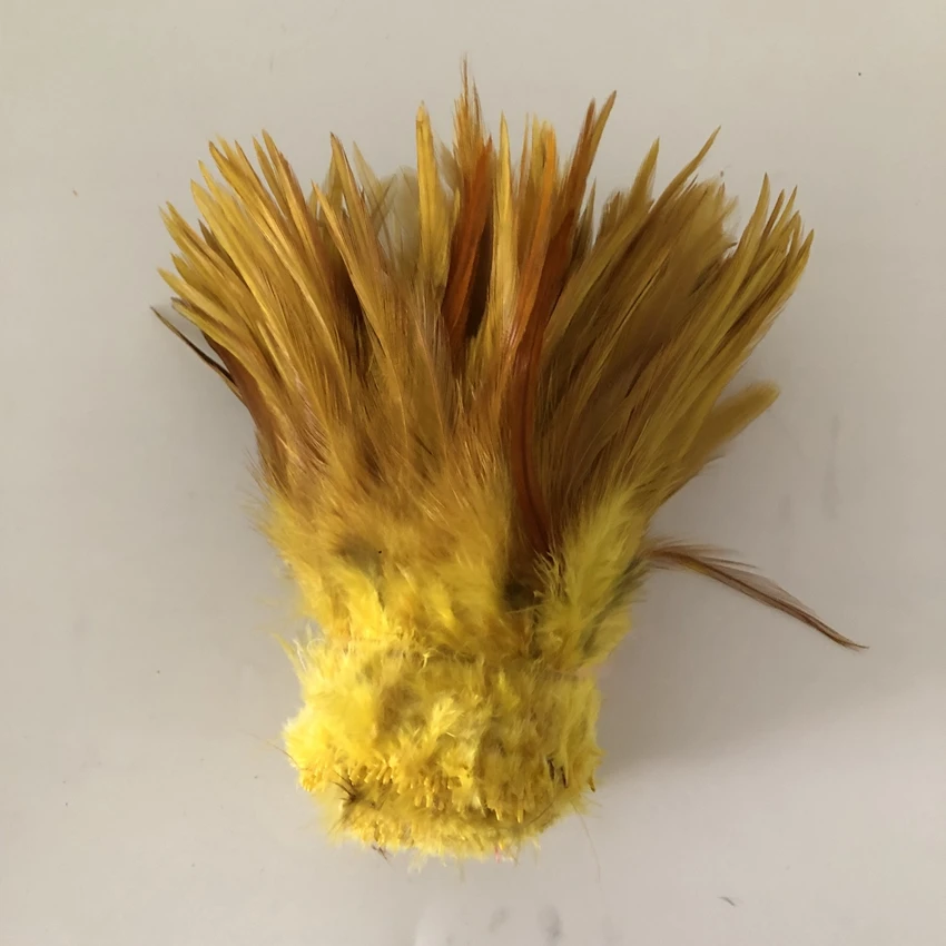yellow Перья Strungs 1 ярд/лот обесцвечивание Редкий Натуральный Коричневый натянутые петушиные перья для секса косплей костюм полоски кружевная бахрома - Цвет: yellow