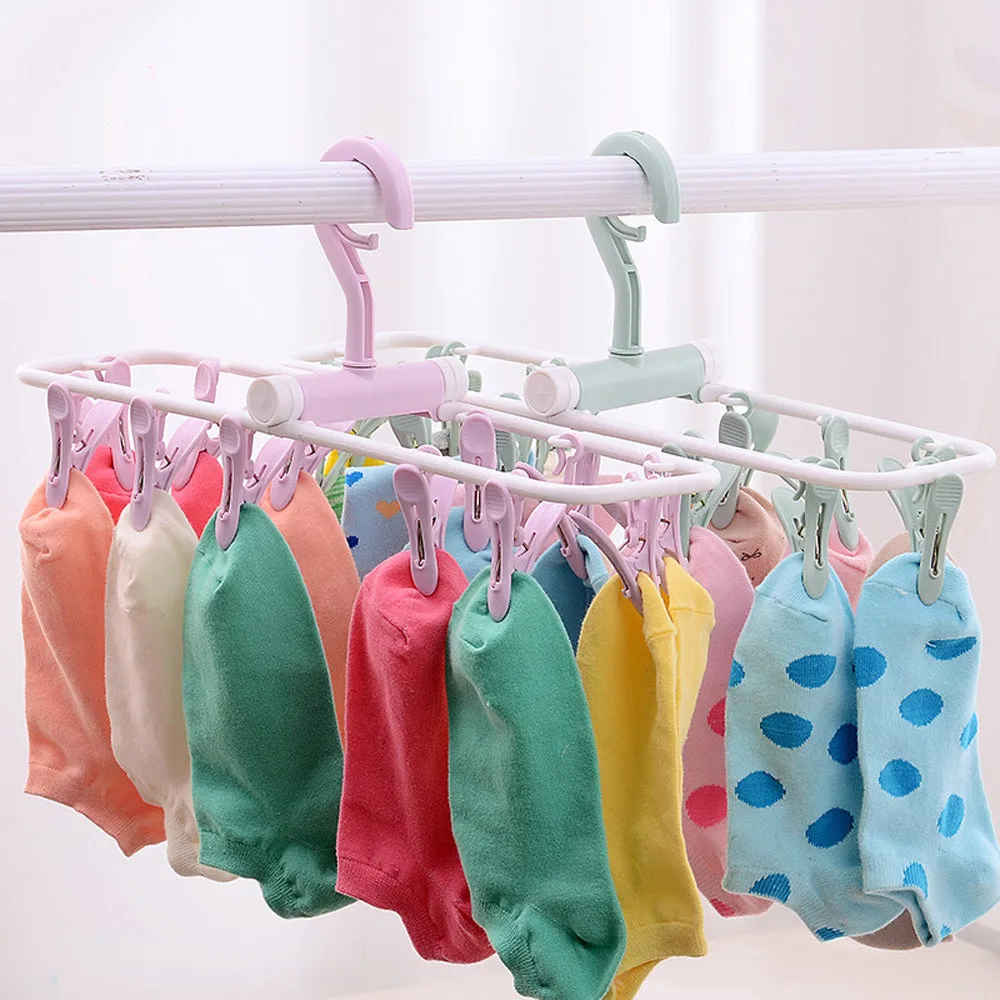 

12 Clip Folding Drying Rack Underwear Socks Clip Multi-functional Clothes Rack Hot Sale High Quality 2019 New Patterns G725