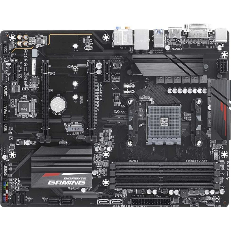 Материнская плата Gigabyte B450 GAMING X Soc-AM4 AMD B450 4xDDR4 ATX AC`97 8ch(7.1) GbLAN RAID+DVI+H