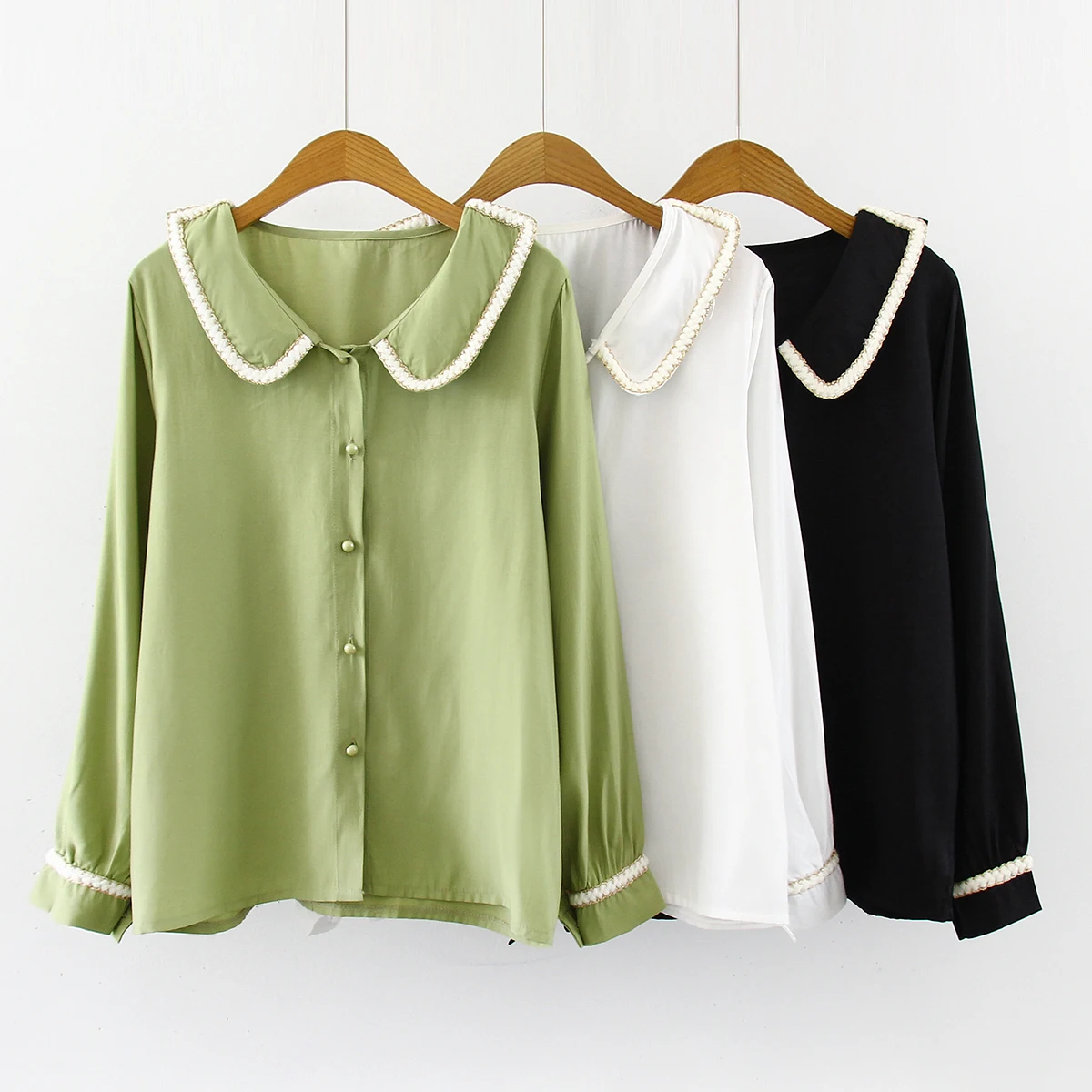 

Retro Style Blouse New Fashion Korean Version Loose Bloose Fashion Wild Doll Collar Women Tops Long Sleeve Bottoming Female Shir