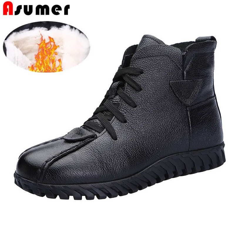 ASUMER/размеры 34 41 Модные зимние сапоги из натуральной кожи Женская обувь на