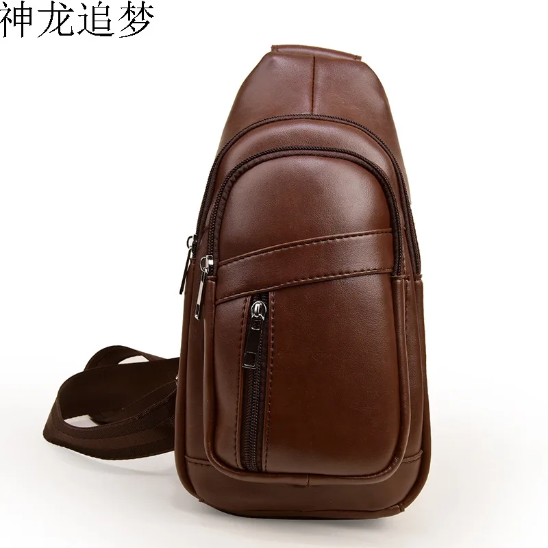 

Multifunctional Waterproof Men's Chest Bag Cycling Shoulder Messenger Bag Sports And Leisure Bag Pu Leather Chest Bag Punch