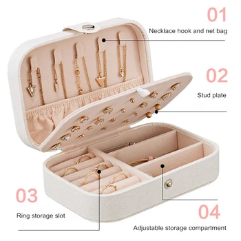 

Storage Box Korean Style Fresh And Simple Girl Earrings Plate Jewelry Box Protable Leather Earrings Ring Multi-function Hot