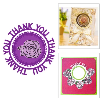 

2020 New Hot Circle Rose Background English Word Thank You Metal Cutting Dies For and Scrapbooking Foil Card Making no stamps