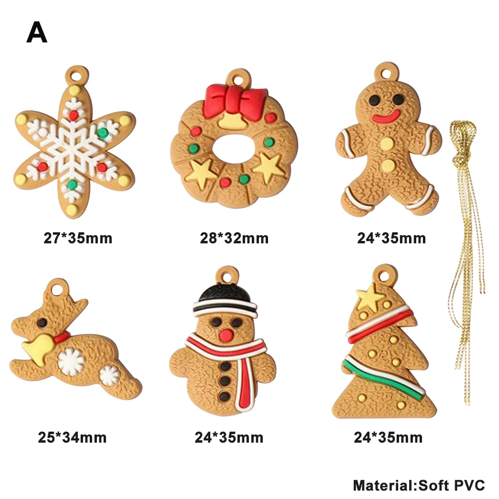 6Pcs Xmas Gingerbread Man Pendant Ornament Christmas Party Tree Hanging Decor aa 