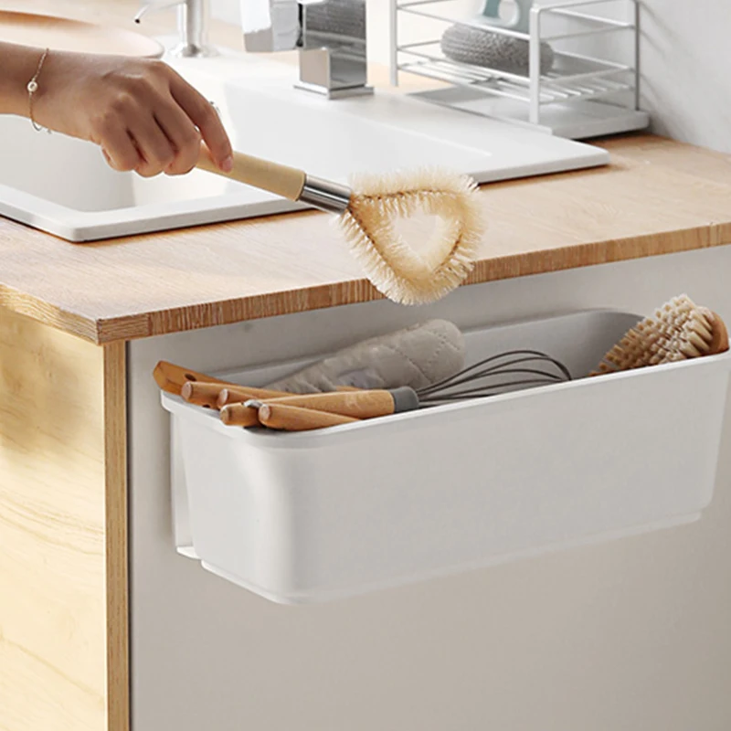 

Kitchen Storage Rack Spice Bottle Holder Organizer Shelf Bathroom Organizer Stand Wall-Mounted Plastic Chopstick Box Kitchen