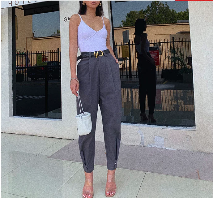Obrix Trendy Casual Style Female Cargo Pants High Waist Ankle Length Pockets Pants For Women Obrix Trendy Casual Style Female Cargo Pants High Waist Ankle Length Pockets Pants For Women