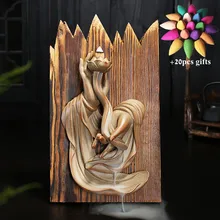 Настенный Будда рука лотоса с деревянной доской курильница для благовоний горелка Декор для дома керамическая водопад курильница+ 20 шт конусов