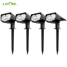 

4 Pack LITOM 12 LED Solar Garden Light Upgraded IP67 Waterproof Lamp Outdoor 2 Lighting Modes 2-in-1 Adjustable Solar Spotlights