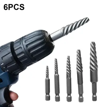 

6PCS Screw Extractor Set Hex Shank Damaged Bolt Remover Drill Bit Guillotine Screw Removal Tool