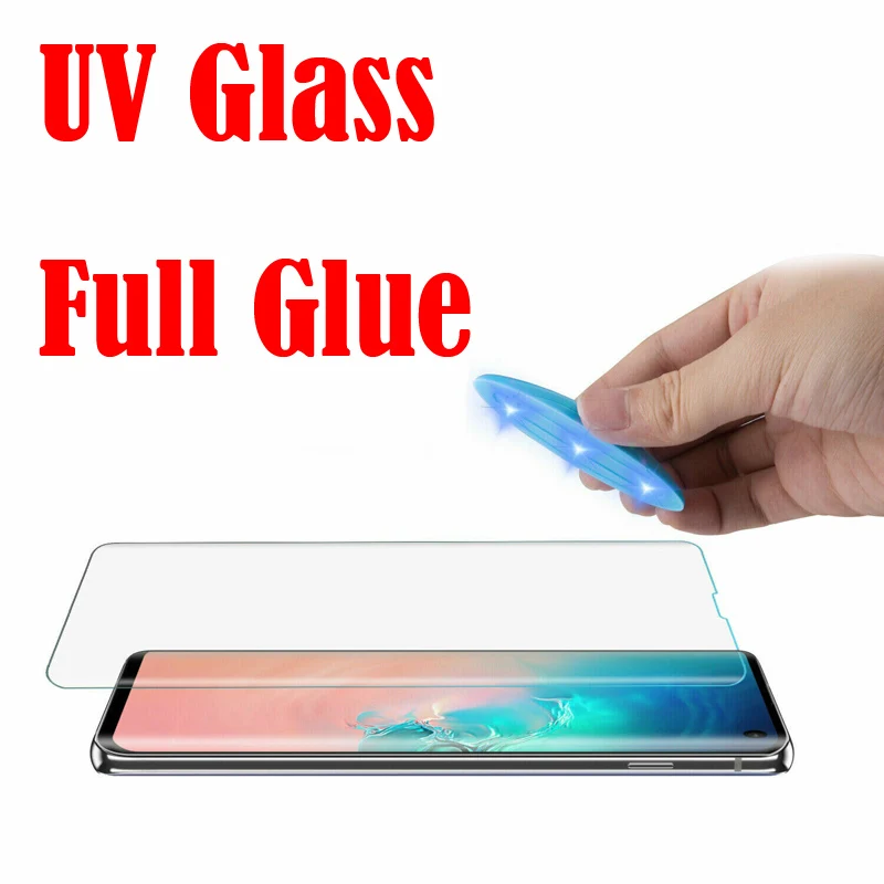 

Clear Curved UV Liquid Full Glue Tempered Glass For Samsung Galaxy S8 S9 S10 Lite S10E Plus S7 Edge Note 8 9 Screen Protector
