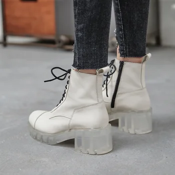 

boots women's white shoes tube transparent thick bottom women's boots Crystal short boots