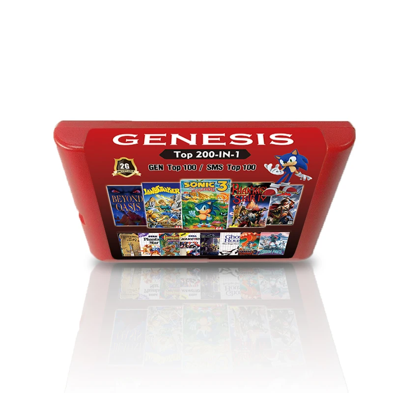 

New Hot 2G Game Card 200 in 1 For Sega Genesis Video Game Console 100 Top GEN Games + 100 Top Master System Games