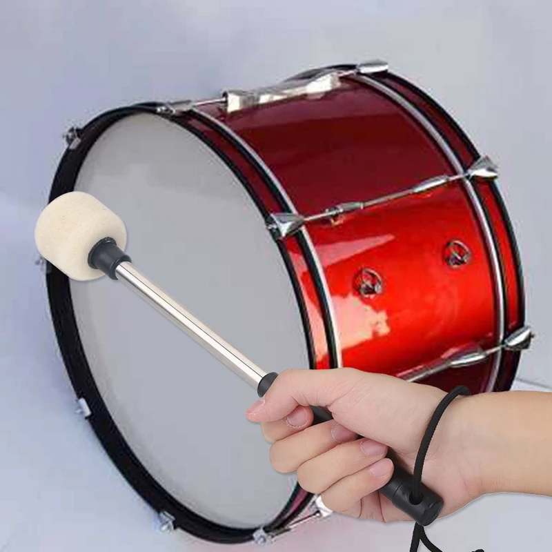 

TOP!-Pack Of 1 Bass Drum Mallet Felt Head Percussion Mallets Timpani Sticks with Stainless Steel Handle