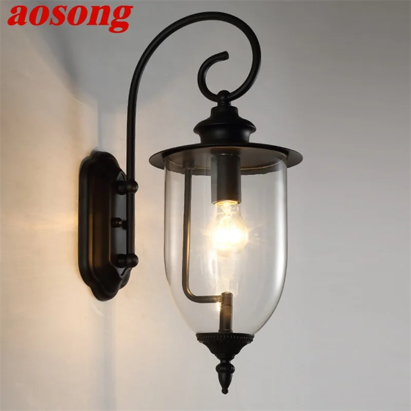 AOSONG Classical Outdoor Wall Lamps LED Light Waterproof IP65 Sconces For Home Porch Villa Decoration