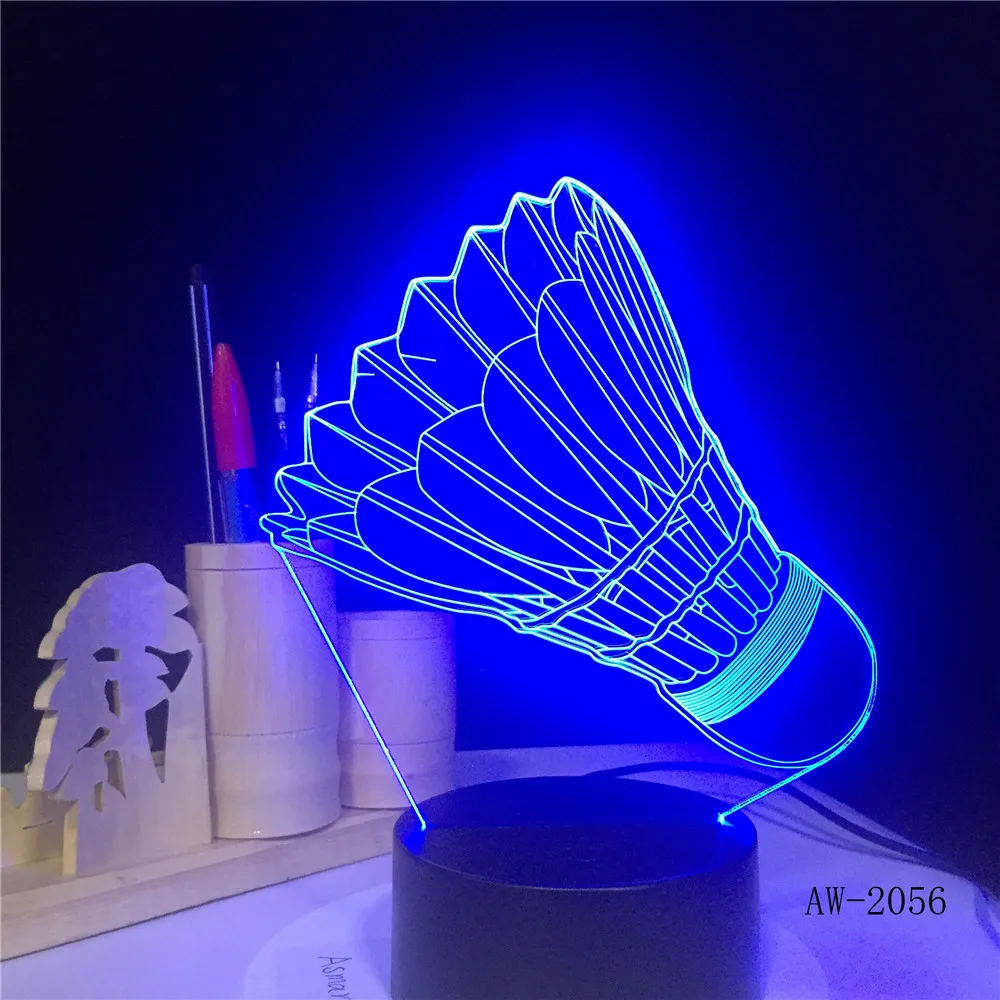 Badminton Model 3D Night Lamp 7Colors Table Lamp Novelty Product light with Touch Button For Friends Kids Birthday Gift AW-2650