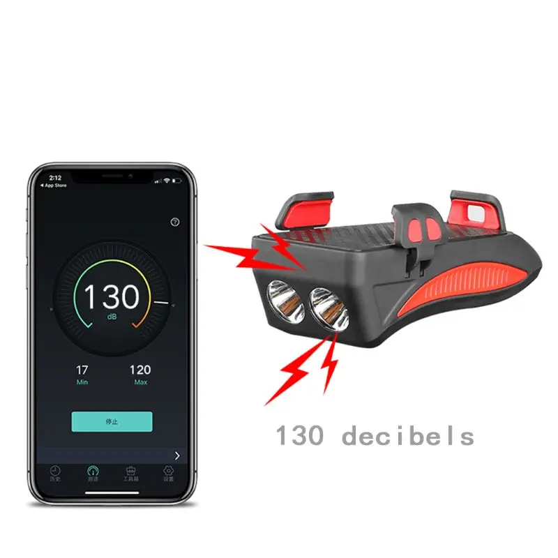  Bike Light Mobile Phone Bracket Riding Front Light Speaker LED USB Stand Support
