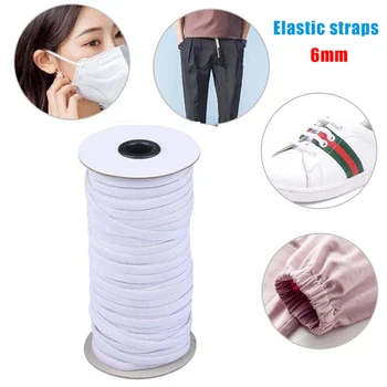

125 Yards Length 6mm Width DIY Braided Elastic Band Cord Knit 1/4 inch for Sewing Crafts Mask Cuff Elastic Rope Ribbon