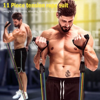 

11pcs/set Multifunctional TPE Pull Rope Resistance Band Fitness Equipment Body Training Workout Yoga Pull Rope Fitness Exercises