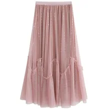 Женские юбки, женская элегантная Сексуальная Повседневная модная сетчатая марлевая юбка феи с блестками