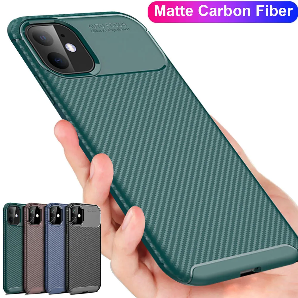 Тонкий мягкий резиновый чехол для iPhone 11 Pro Max XS XR X 7 8 Plus из углеродного волокна