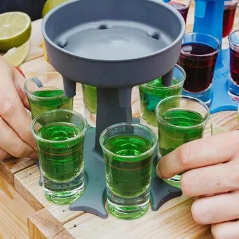 

6 Shot Glass Dispenser Holder Portable Caddy Liquor Dispenser Drinking Games Party Gifts Bar Accessories Plastic Glass Dispenser