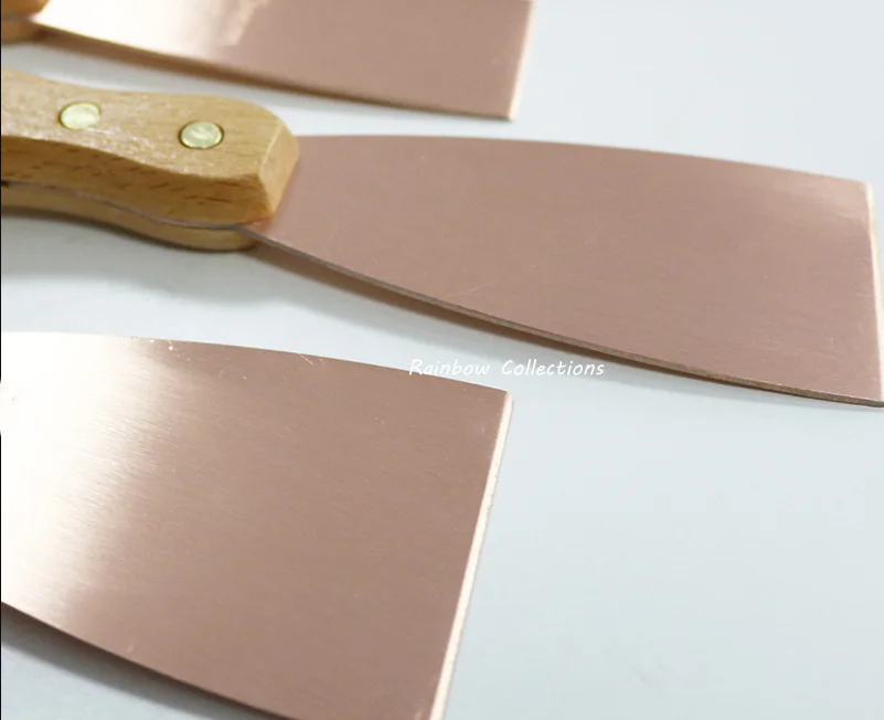 1pcs W25-100mm,L200mm Thick 1mm H62 Brass Putty Knife with Wooden Handle , Glue Removal Scrapers,Safety Hand Tool Cleaning Tools