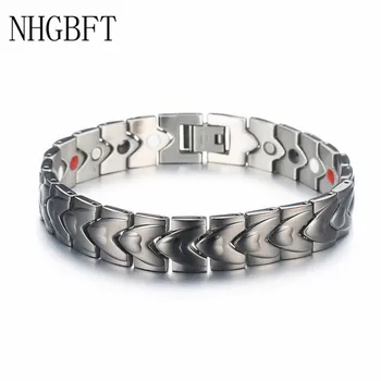 

NHGBFT Small love design Gold Black Stainless Steel Bracelets For Women Men Magnetic Health bracelet