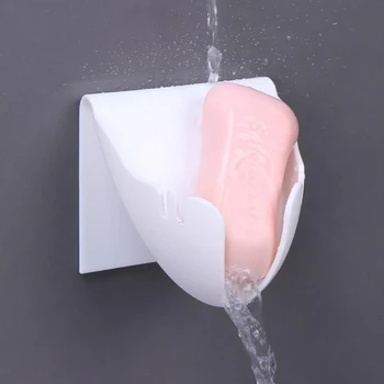 

Wall-hanged Soap Dish Rack Creative Bathroom Shower Sponge Soap Holder Tray Organizer Plastic Soap Storage Rack Storage Boxes