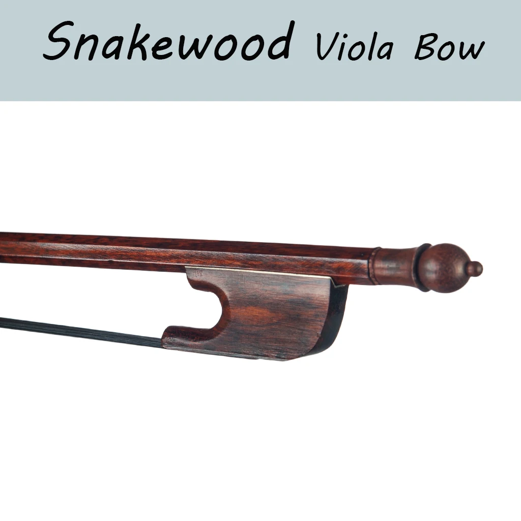 

16'' Viola Bow Snakewood Round Stick Black Mongolian Horsehair Baroque Style Bow