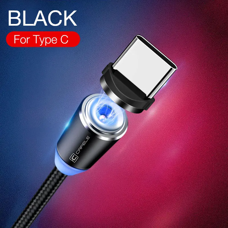 Cafele Магнитный Micro USB кабель для iPhone samsung type-C кабели для мобильных телефонов QC3.0 зарядка Магнитный зарядный адаптер - Цвет: Black for TYPE C