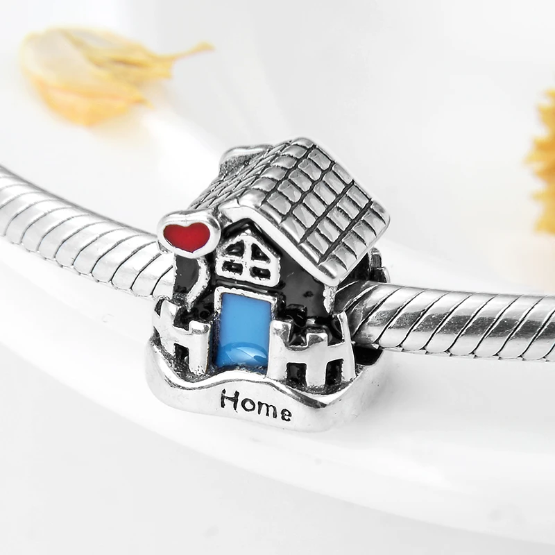 Новые бусины-домики из стерлингового серебра 925 пробы, браслет Pandora, ювелирные изделия, подарок на день Святого Валентина