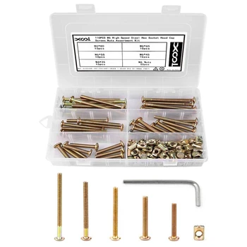 

110PCS Bolts Nuts Kit, M6 Hex Socket Head Cap Screws Nuts for Crib Bunk Bed Furniture Cot, Barrel Bolt Nuts Hardware Replacement