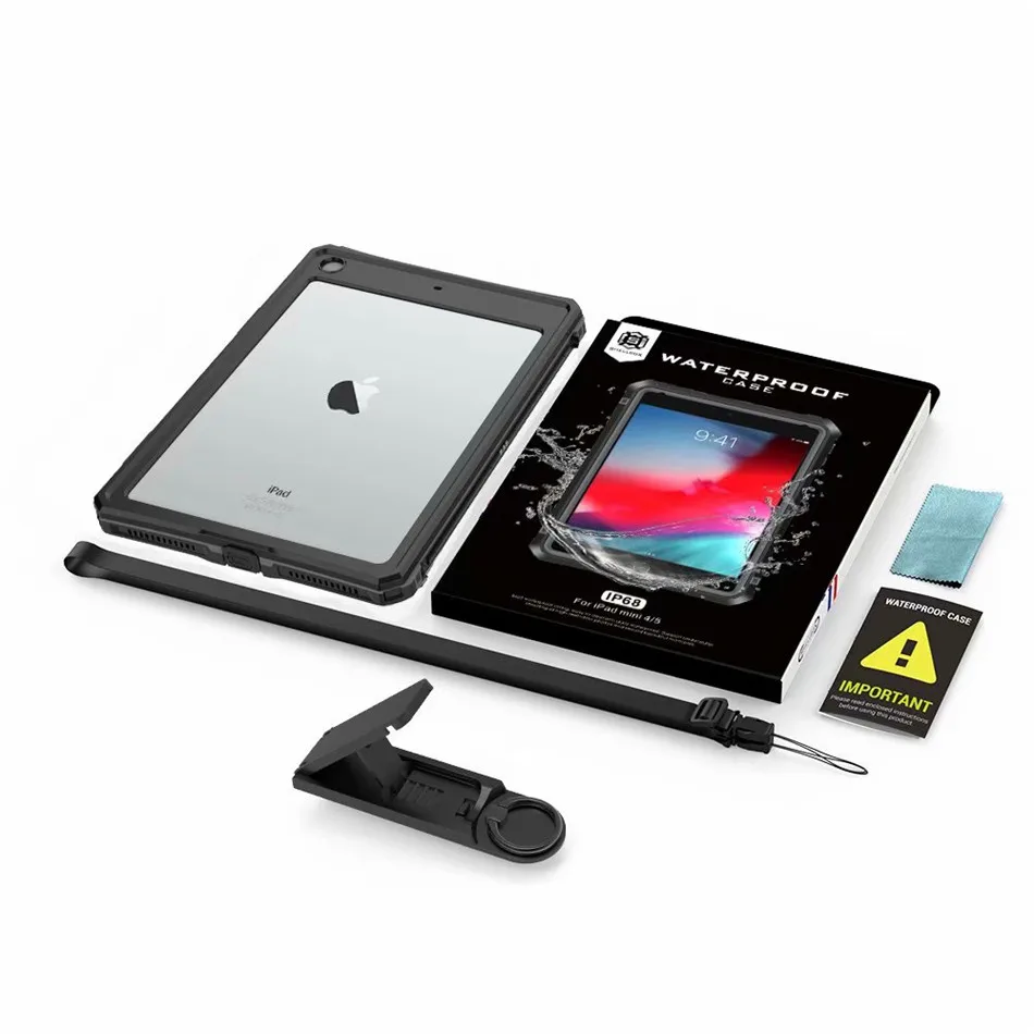 Для iPad 10,2 A2198 Водонепроницаемый Чехол, водостойкий 360 градусов круглый Защитный Ультра тонкий Защита от пыли/снега со шнурком