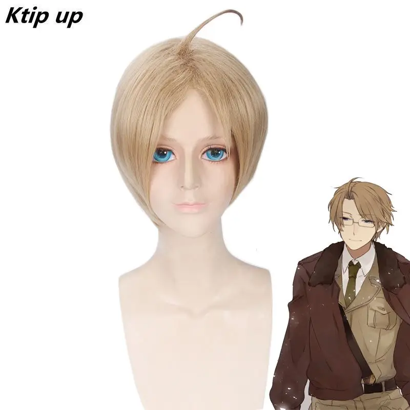 

Ktip Up Anime APH Hetalia Axis Powers America Alfred F Jones Wig Cosplay Costume Men Short Synthetic Hair Halloween Party Wigs