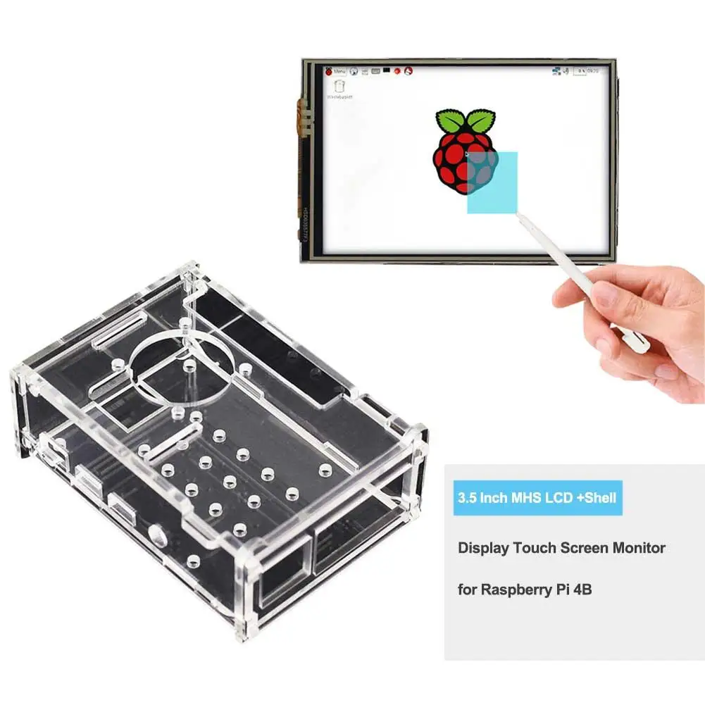 3,5 дюймовый ЖК-дисплей монитор с сенсорным экраном+ акриловый пластиковый чехол для Rasberry Pi 4B