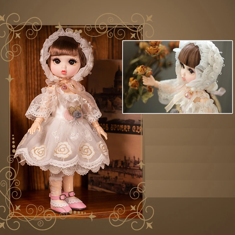 Cute Face 30cm BJD Doll 18 Movable Jointed Pouting DIY Bjd Dolls Princess Toys BJD Round Face long Hair DIY Toy Gift for Girls 7
