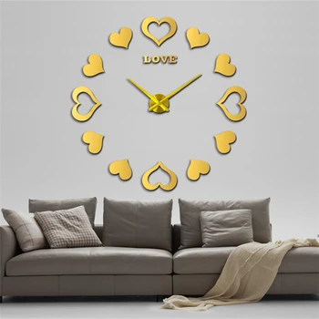 

New Love Style Clock Quartz Wall Clocks Fashion Watches 3D Real Big Wall Clock Rushed Mirror Sticker Diy Living Room Decor