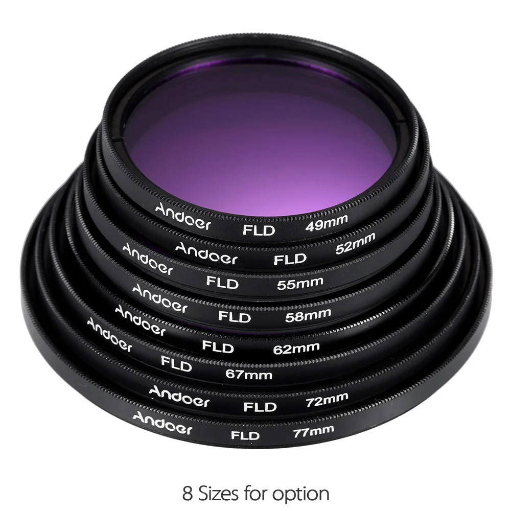 Andoer 55mm UV+CPL+FLD+Close-up(+1+2+4+10) Lens Filter Kit w/Carry Pouch Lens Cap Cap Holder Tulip&Rubber Hoods Cloth