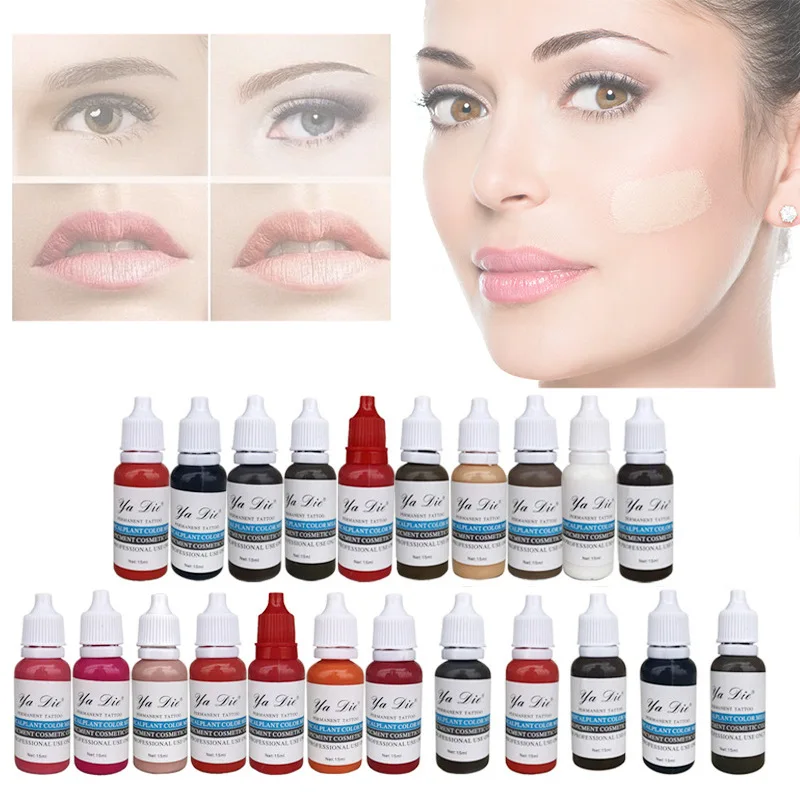 

22pcs/lot 15ml Permanent Makeup Machine Pigments Set Tattoo Ink 15ml Microblading Pigpigment Eyebrow Lip Eyeliner Make up