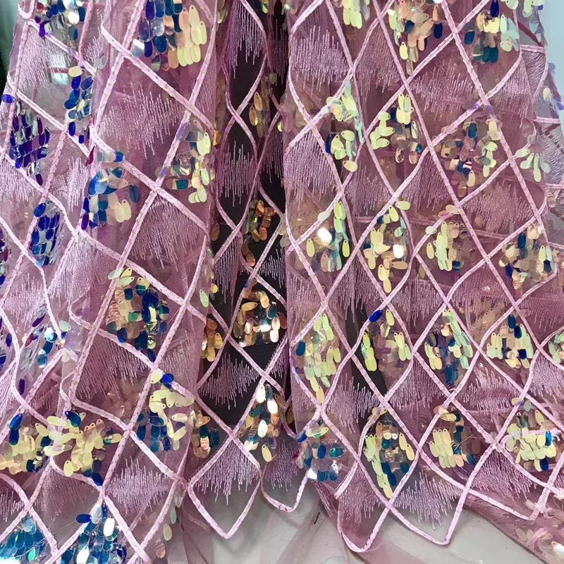 

(5yards/pc) high quality pink African sequins lace fabric fashion French net lace for attractive party dress FJY245