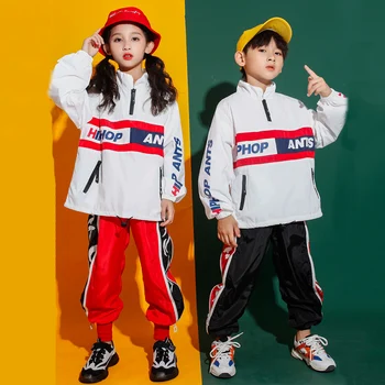 

Jazz Dance Costume For Kids Hip hop Street Dance Rave Outfit Loose Stage Performance Clothing Printing Practice Wear DC2781
