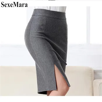 

Fashion Skirt New Temperament Women's Large Size High Waist Work Slim A -Line Skirt Split Fork Sexy Office Ladies Skirt Female