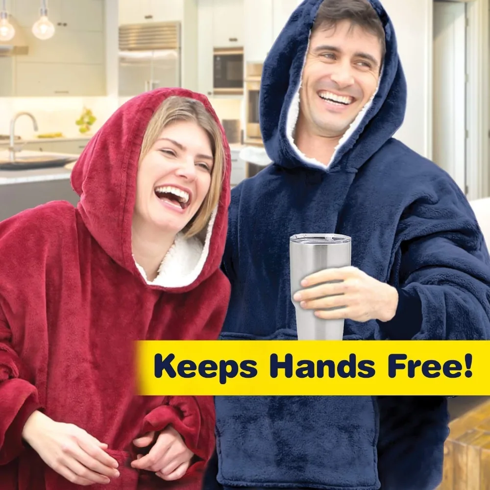 

Thick Winter Adults Office Sofa Nap Warm Blanket Hiking Hooded Blanket Coral Fleece TV Blanket Wearable Bathrobe Blankets