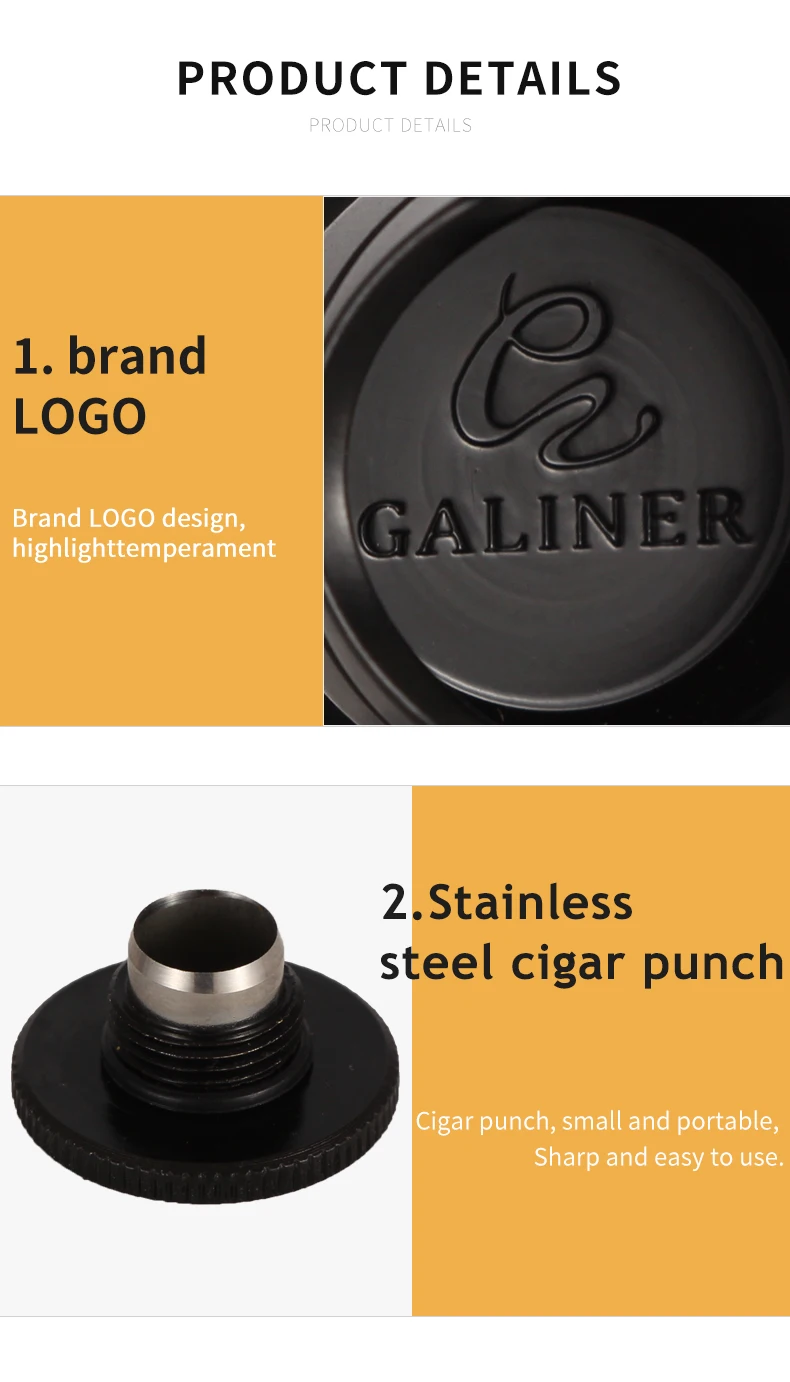 GALINER Cigar Holder Metal Pocket Ashtray Stands Portable Cigars Accessories Built-in Cigars Punch Cutter For 1 Cuban Cigar