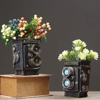 

Vintage Table Craft Multifunction Camera Model Craft Storage Box Flower Pot Pen Holder Case Cube Camera Gift Novelty Craft WF921