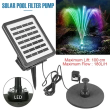 

Solar Fountain Pump 1.5W Solar/Back-Up Battery Powered with 7 Nozzles for Bird Bath, Pond, Patio, Pool Pump Garden Decoration