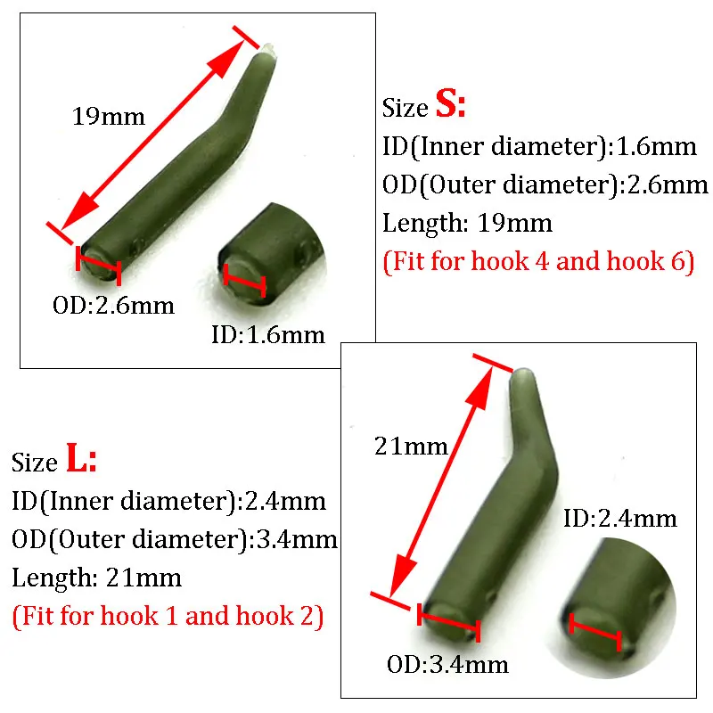 20pcs Carp fishing Accessories D Rig kickers hooks line aligners sleeve anti tangle sleeve for hair ronnie rigs end tackle