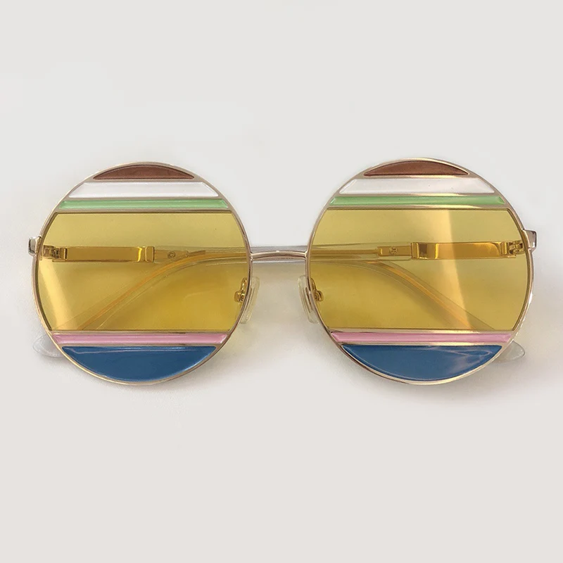 No2 Sunglasses Новинка, круглые солнцезащитные очки для женщин, фирменный дизайн, Ретро стиль, цветные линзы, металлическая оправа, солнцезащитные очки, роскошные оттенки, женские, UV400 - Цвет линз: No2 Sunglasses
